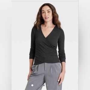 Charcoal Wrap Top. A New Day. XXL